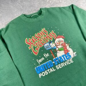 Vtg USPS Sweatshirt Mens Sz M 90s Seasons Greetings United States Postal Service